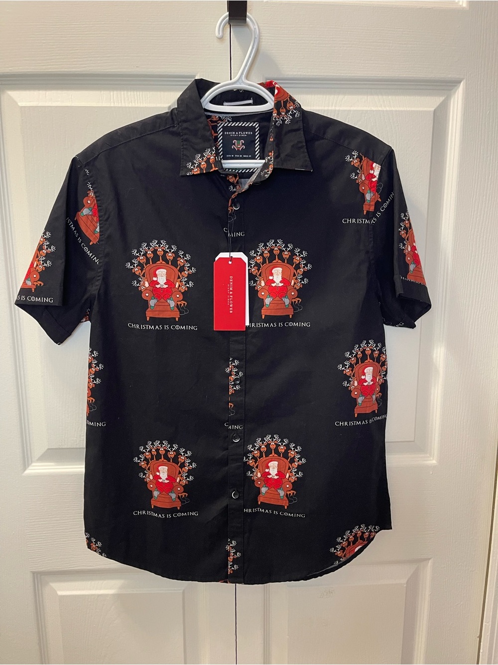Game of Thrones Inspired Holiday Short-Sleeve Button-Down Christmas is Coming